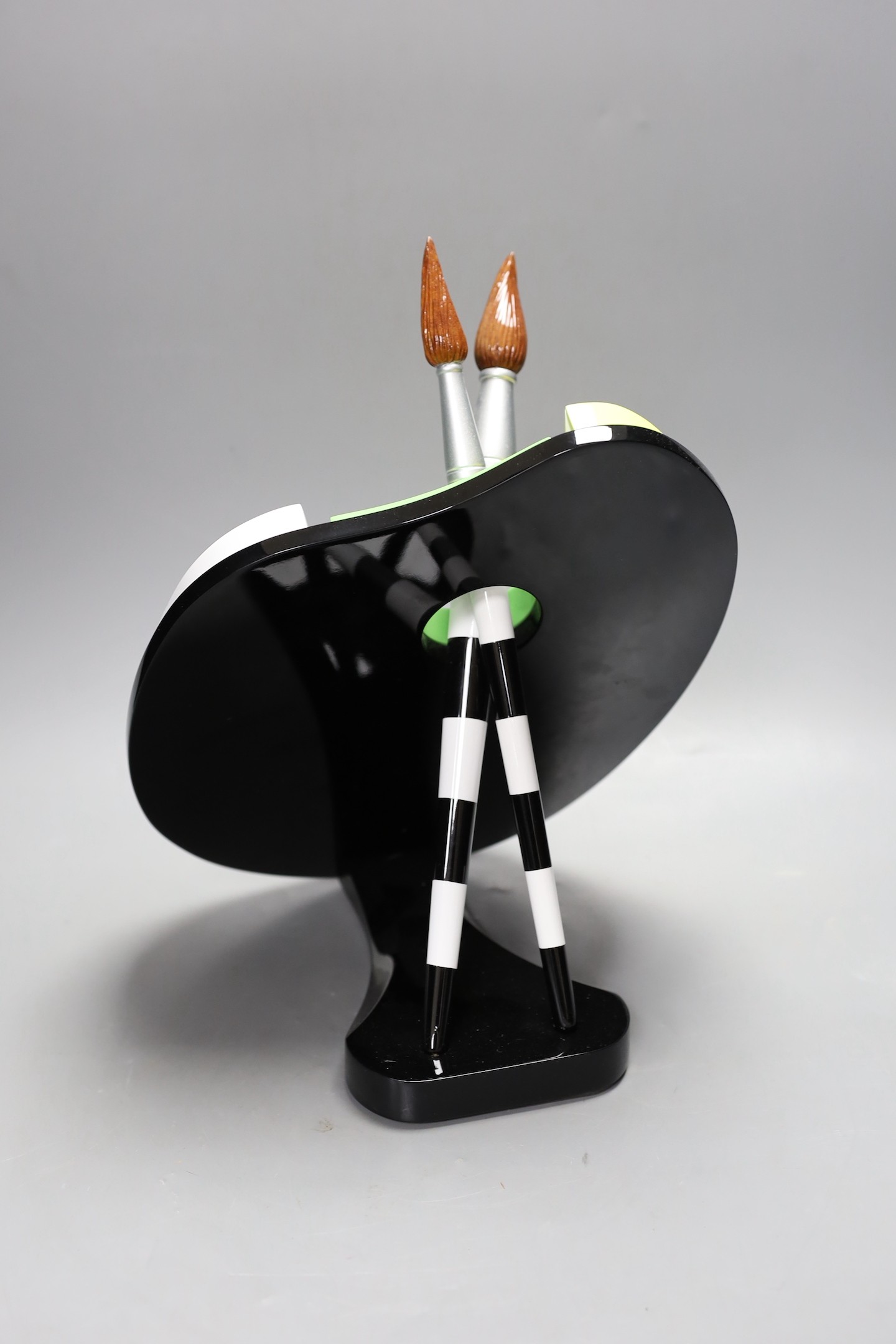 Romero Britto (Brazilian, 1963-), an artist palette wooden sculpture, 